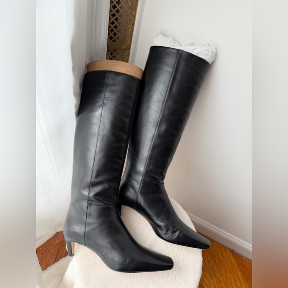 NEW Reformation Remy Knee Boots Black Leather 8 - Picture 15 of 17